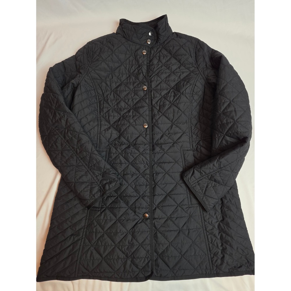 Lands End Womens Black Quilted Primaloft Barn Jacket M